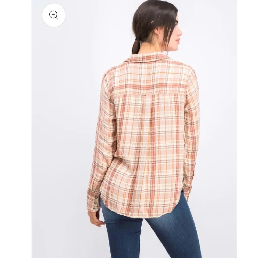 Free People Joplin Plaid Button Down Shirt 💕